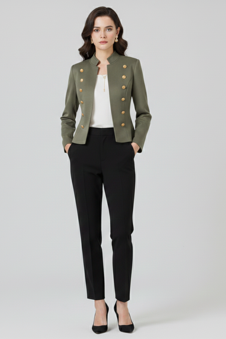 Classic women's suit blazer jacket, a structured and elegant outerwear piece for professional and business settings.