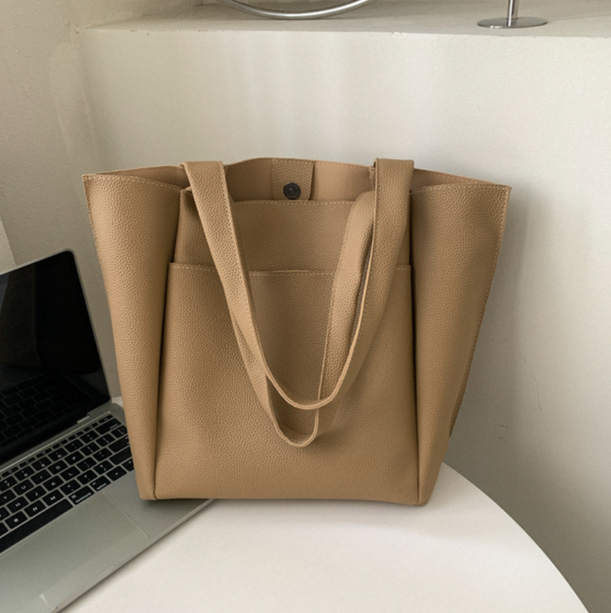 Spacious women's shoulder tote bag, large capacity for all essentials. Structured & elegant everyday work bag.
