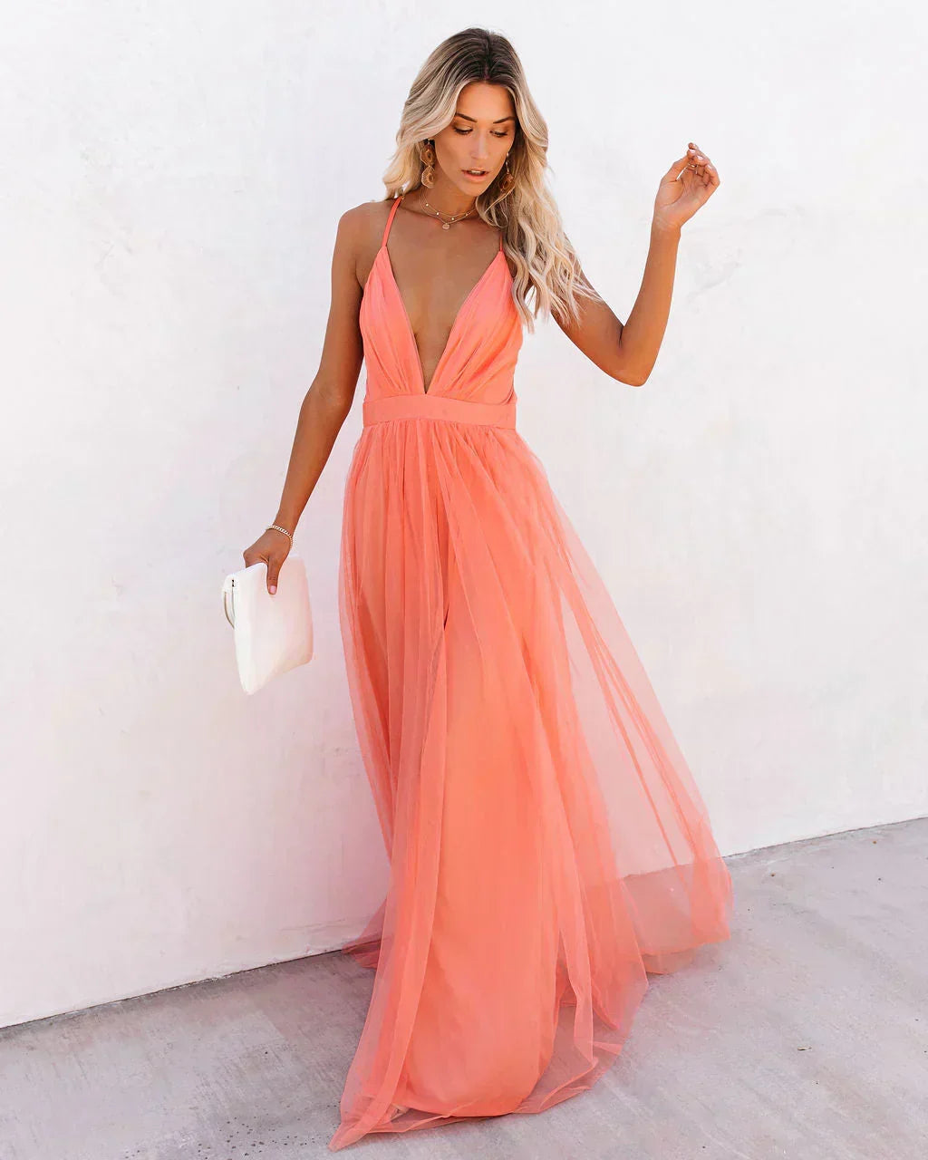 Beautiful flowy women's summer maxi dress, perfect for evening gatherings, cocktail parties & events.