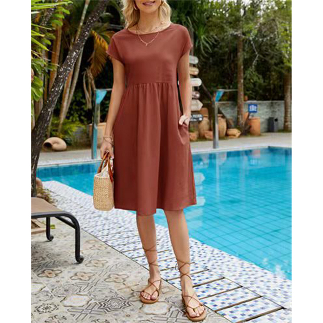 Effortless summer midi dress for women, a comfortable and stylish choice for vacation or daily wear.