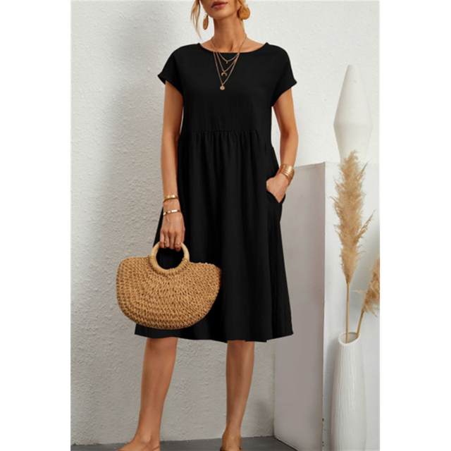 Front view of a versatile women's summer midi dress, designed for effortless style and everyday wear.