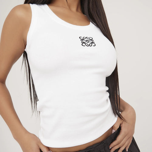 Essential women's racerback tank top, a fitted wardrobe staple for casual and summer outfits.
