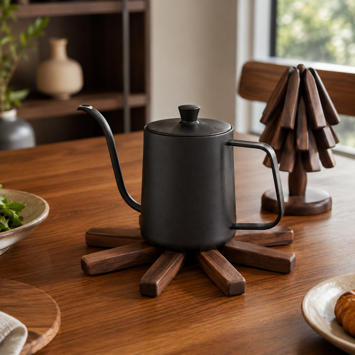 Stylish foldable wooden table mat, a perfect housewarming gift for any kitchen and dining area.
