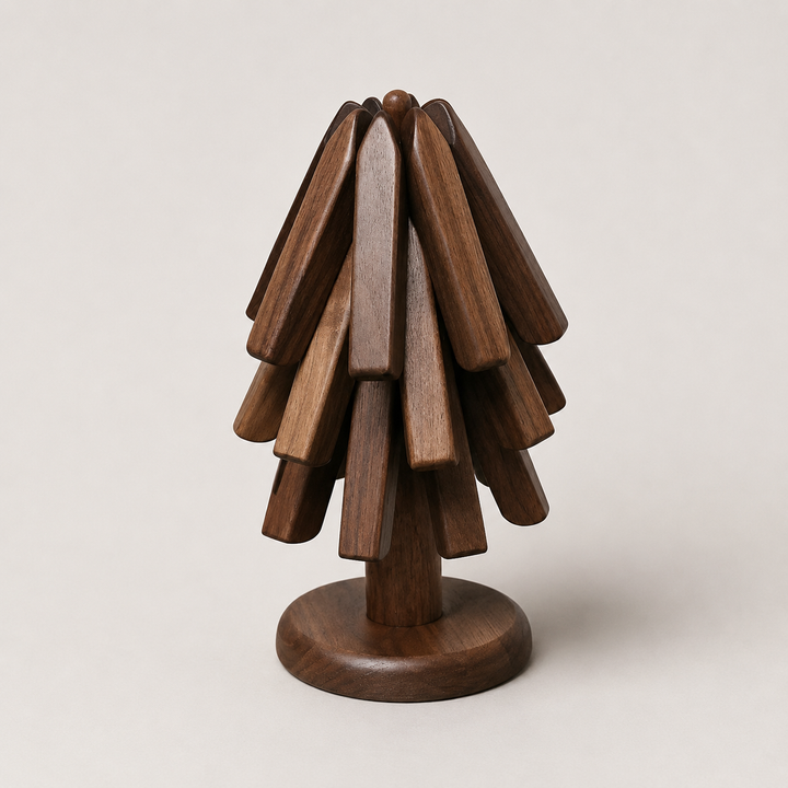 Decorative beech wood table mat, a unique design dining accessory for stylish kitchen decor.
