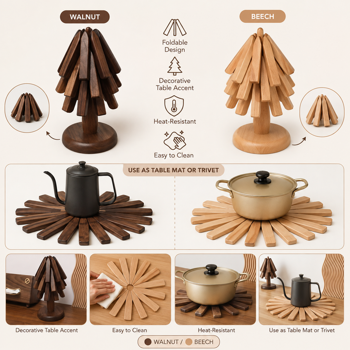 Elegant walnut & beech wood placemat, a durable and decorative table mat for everyday dining.