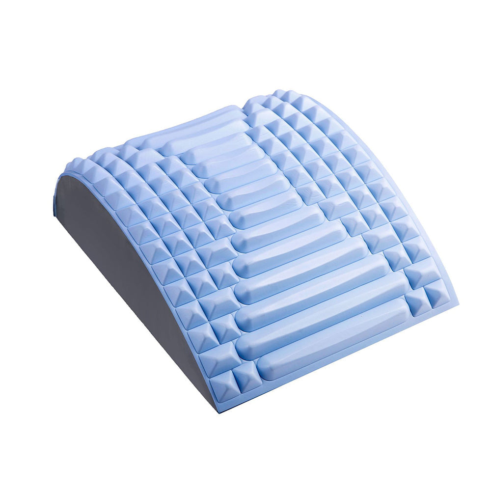 Multi-level back stretcher for effective lower back pain relief, spinal decompression, and soothing back massage.