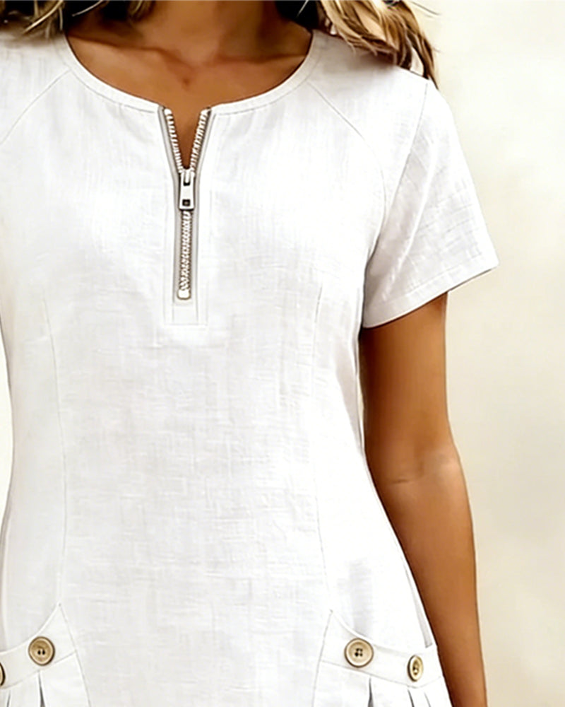 Summer fashion women's short sleeve shift dress, an easy, relaxed fit for casual everyday wear.