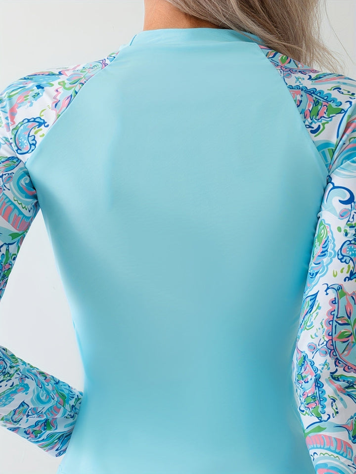 Stylish women's sun-safe swim set, versatile for beach, pool, and active summer fashion. Elegant & comfortable.