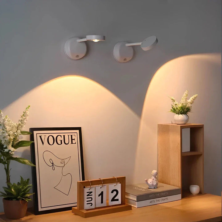 Easy-install wireless LED motion spotlight by Nvroome. Rechargeable & adjustable for cabinet, wall or night light.