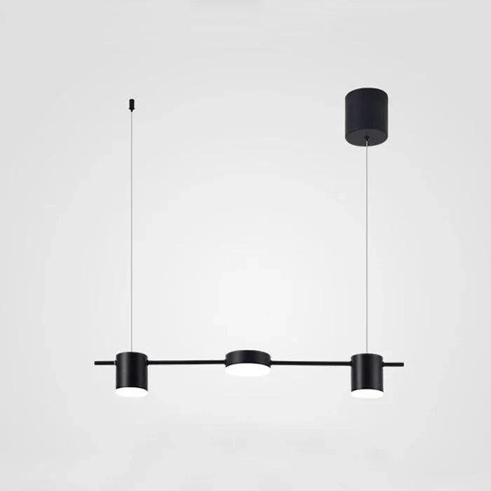 Aluminum drum pendant lamp, adjustable LED, complements modern interior design aesthetics.