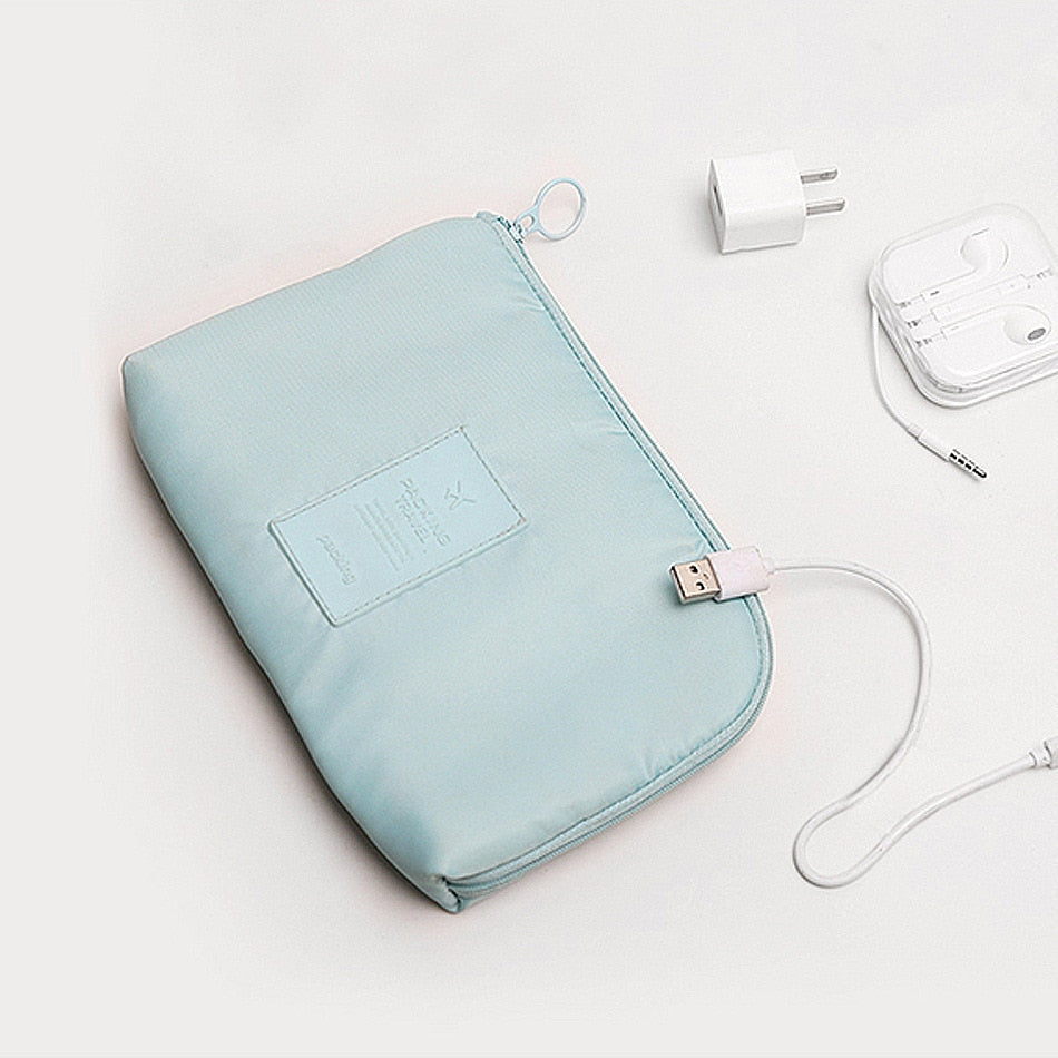 Smart electronics travel organizer, waterproof, keeps all tech accessories neat & accessible.
