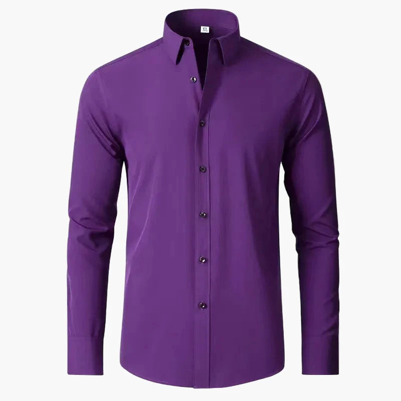 Classic men's long sleeve button-down dress shirt for formal occasions & office wear. Versatile collared business casual top.