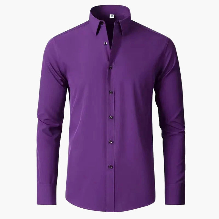 Classic men's long sleeve button-down dress shirt for formal occasions & office wear. Versatile collared business casual top.