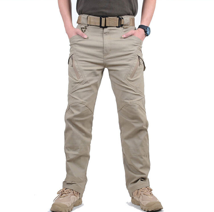 Durable men's tactical cargo hiking trousers with multiple pockets for ultimate utility outdoors.