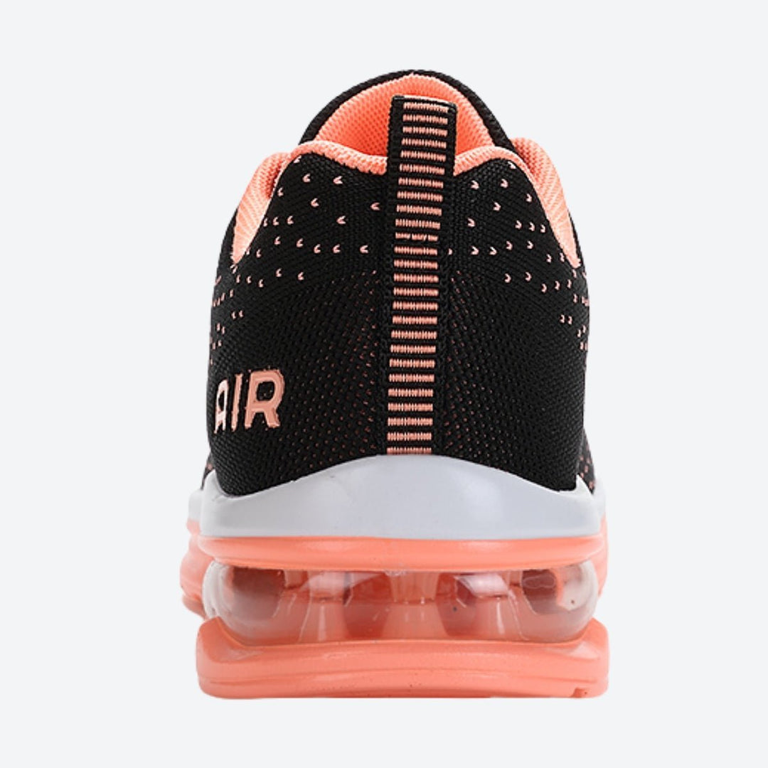Black women's walking shoes, breathable and lightweight, with air cushion support.