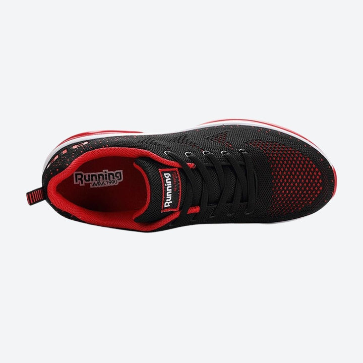 Women's everyday sneakers, black with air cushion, for sustained walking comfort.