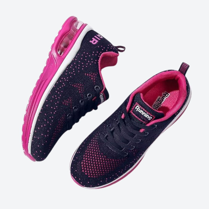 Vibrant multi-color women's air cushion sneakers, perfect for casual walks.