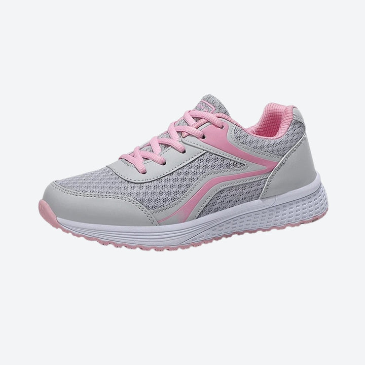Grey Women's Air Flex breathable walking & running sneakers, perfect for any activity.