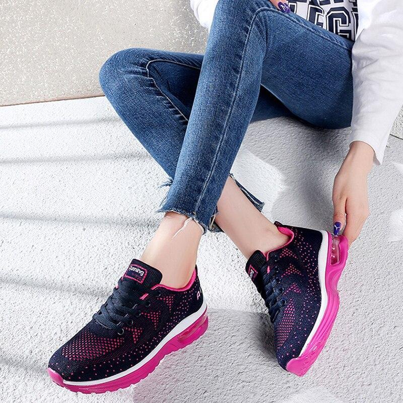 Breathable mesh women's sneakers with ultimate air cushion comfort.