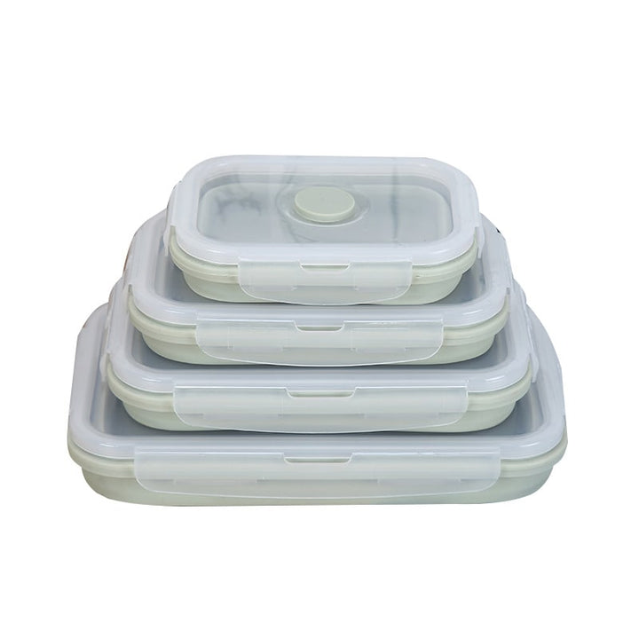Collapsible food storage containers with airtight silicone lids for meal prep & fresh leftovers.