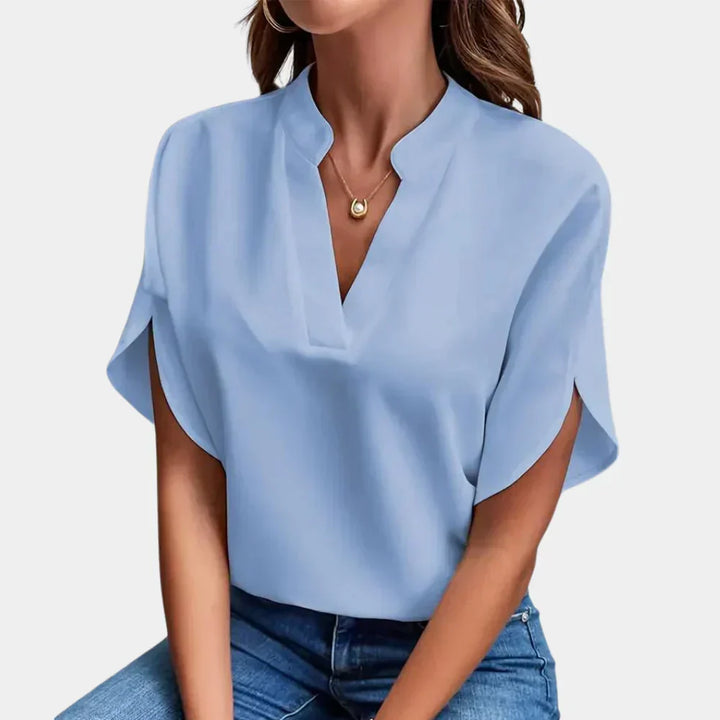 Ella women's blouse, airy summer shirt, short sleeve, casual everyday fashion.