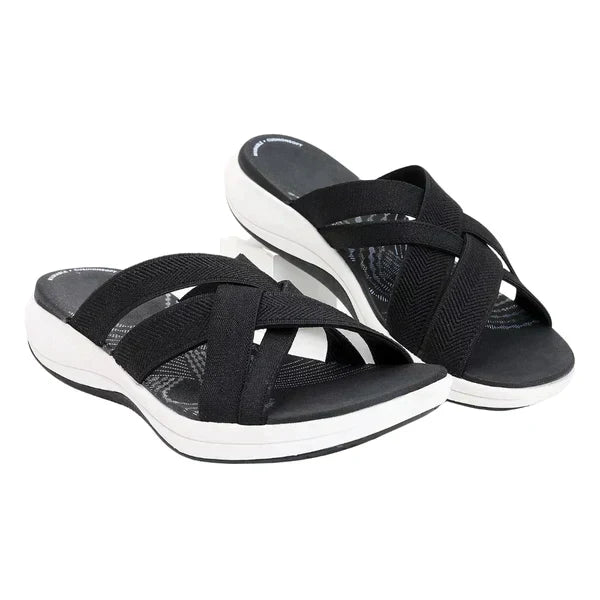 Breathable women's orthopedic sandals, providing arch support & cushioning for walking comfort & pain relief.