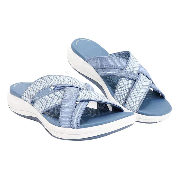 Stylish women's CloudWalk orthopedic sandals. Breathable slip-on for summer, offering arch support & pain relief.