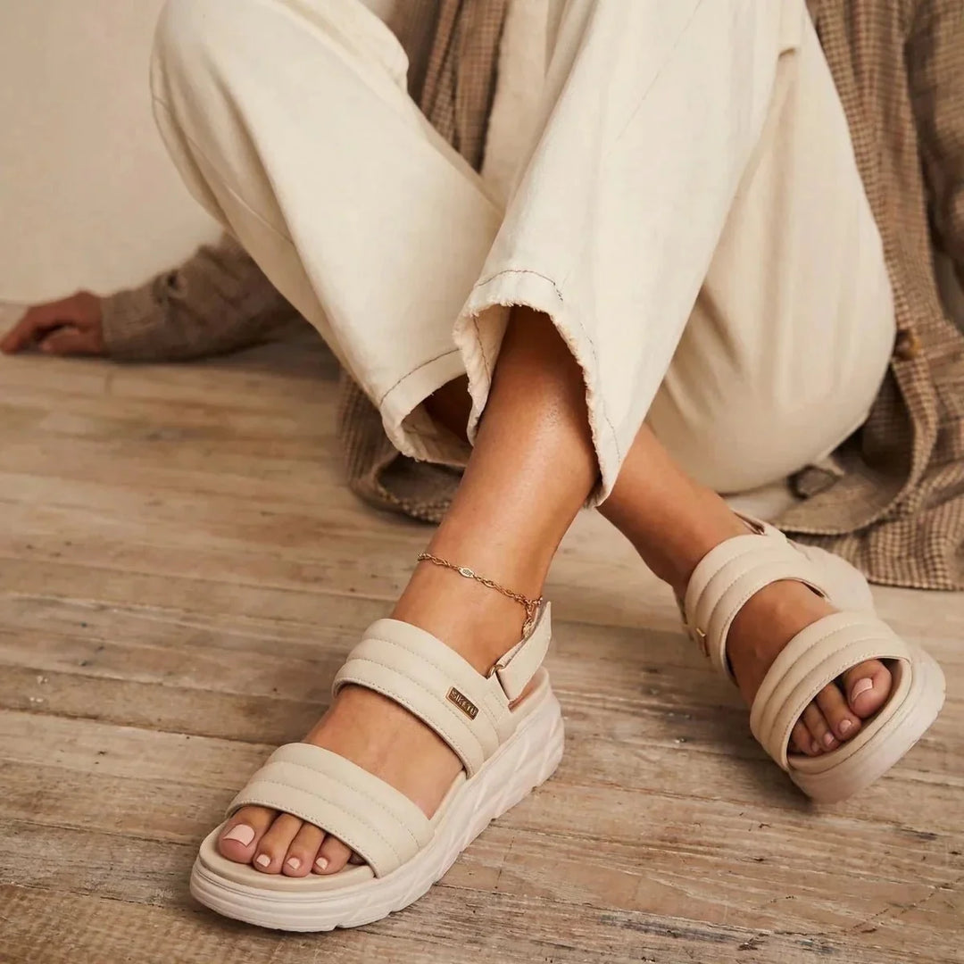 Ergonomic women's sandals, offering comfortable arch support for long wear.