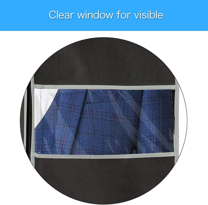Set of 10 breathable suit & dress garment bags with clear window for easy identification. Perfect for travel & organization.