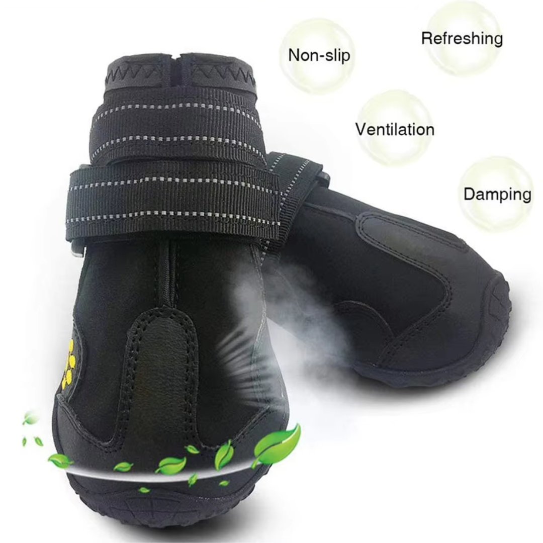 Pet gear: all-weather dog boots for ultimate paw protection and comfort during hikes.
