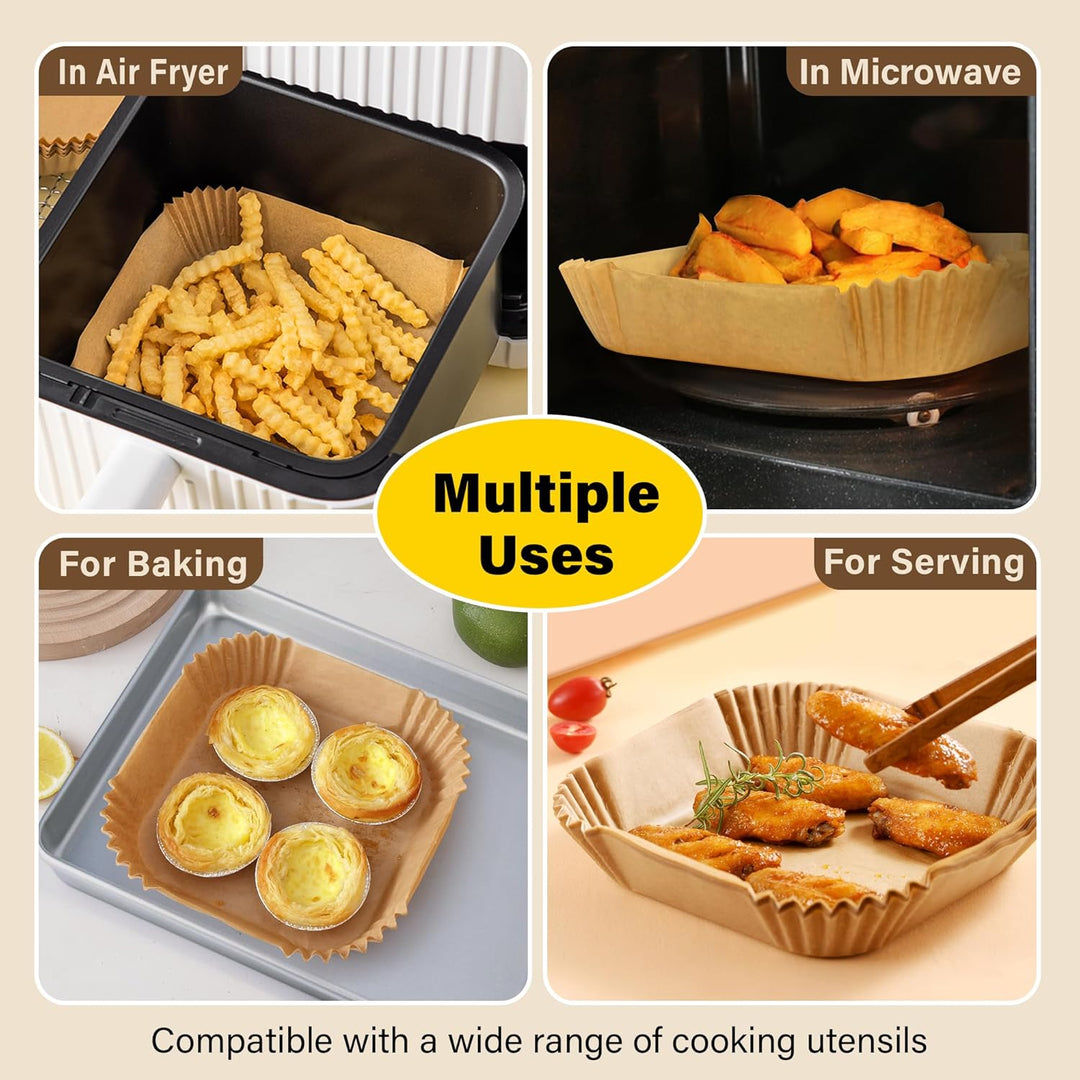 Air fryer basket with EasyCrisp non-stick liner, ensuring mess-free cooking & quick cleanup.