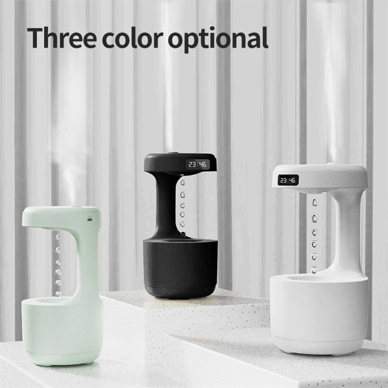 Experience advanced home comfort with this anti-gravity room humidifier and its integrated digital clock.