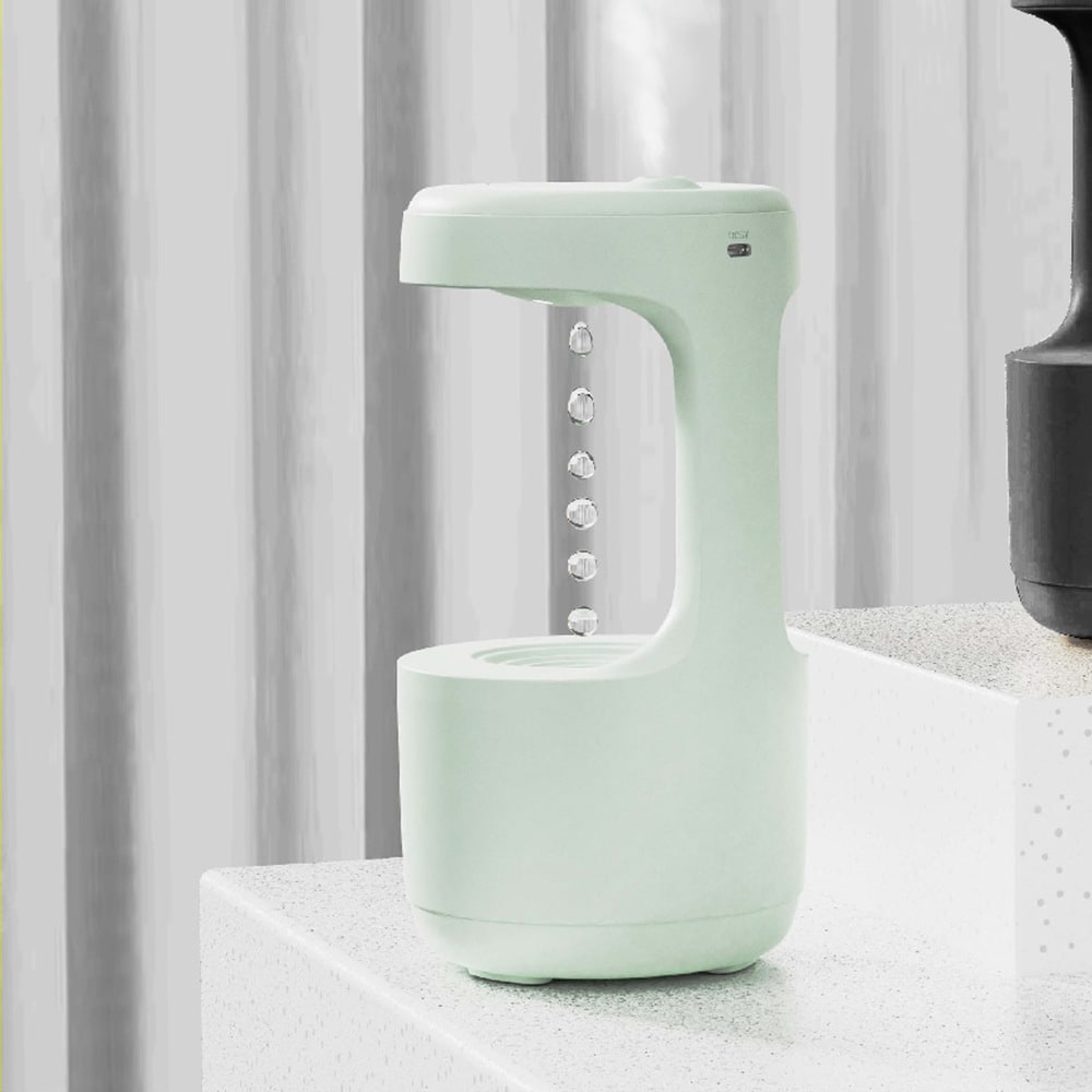 Modern anti-gravity humidifier with mesmerizing water droplet effect, perfect for home or office.
