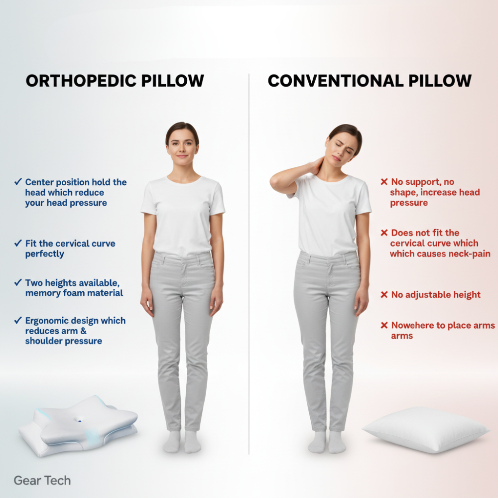 Advanced ergonomic anti-snore pillow, made with memory foam for superior neck support, ensuring restful sleep.