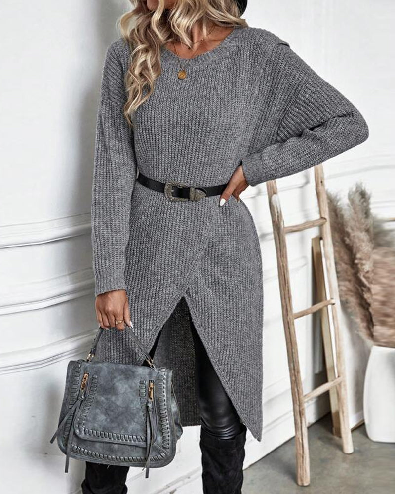 Effortless style: women's asymmetrical tunic sweater, relaxed fit, great for casual elegance.