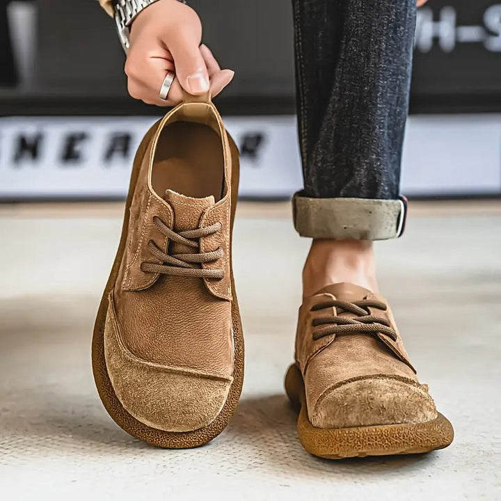 Stylish men's lace-up walking shoes, derby style, designed for orthopedic comfort & casual everyday wear.