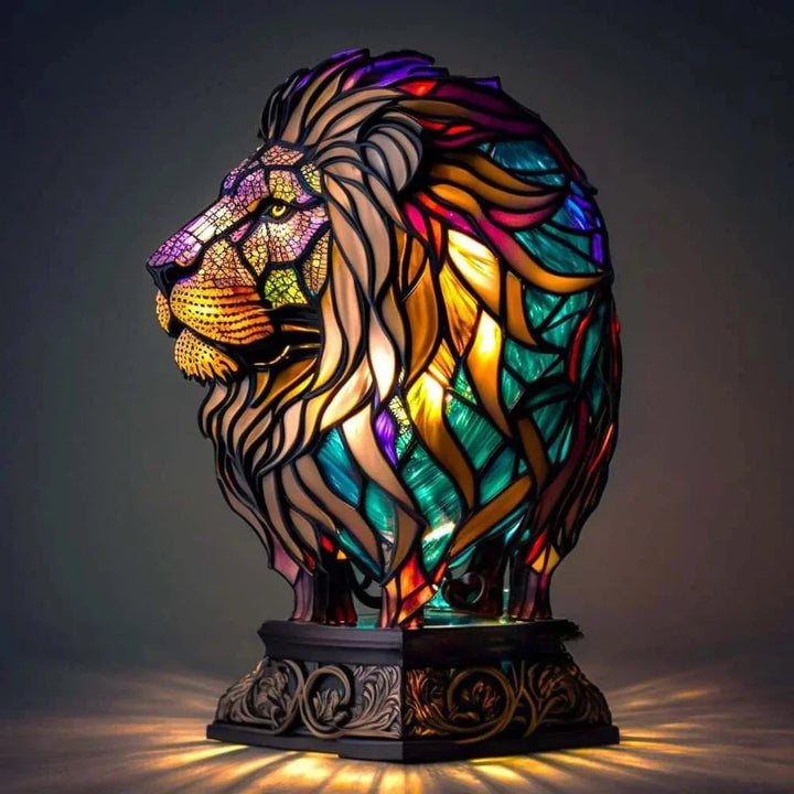 Stylish elephant stained glass lamp, decorative table lamp for ambient light. Unique animal art.