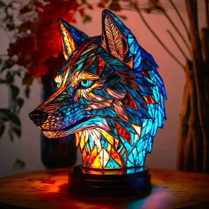 Decorative VitraFauna animal lamp with stained glass, a charming bedside light & unique gift.
