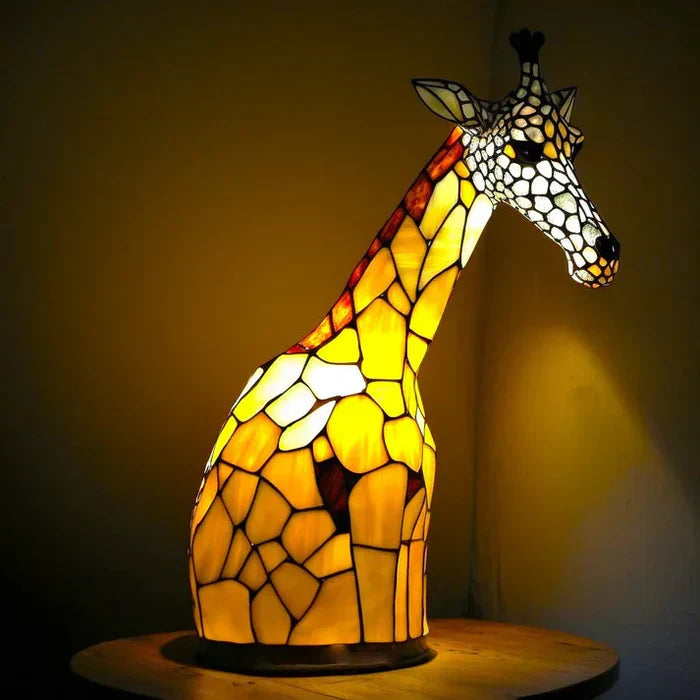 Mystical phoenix stained glass lamp, artistic home decor accent. Unique fantasy animal art light.