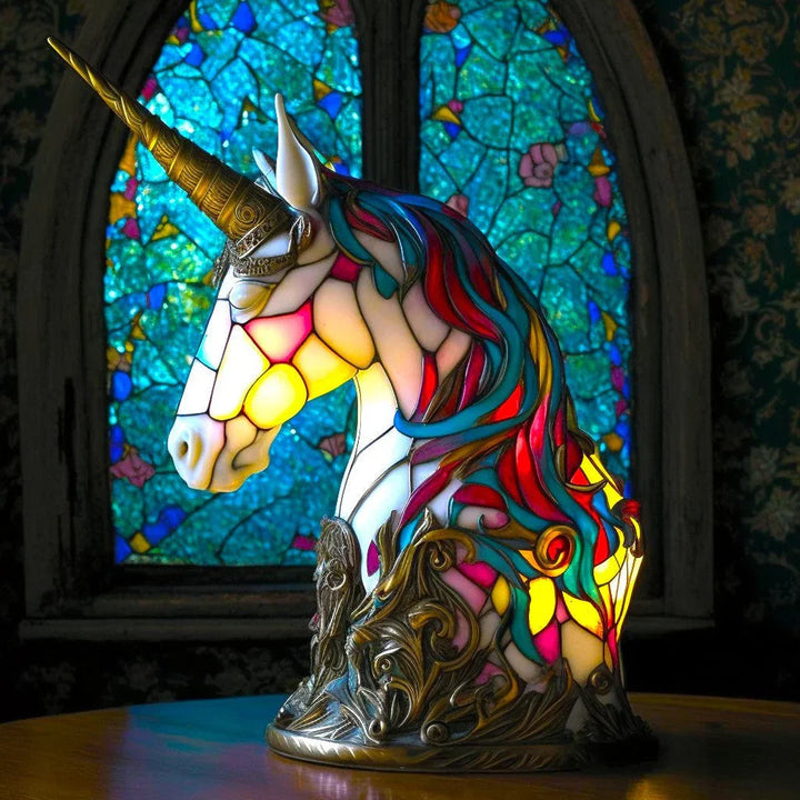 Playful dog stained glass lamp, decorative table lamp for ambient light. Unique animal art gift.