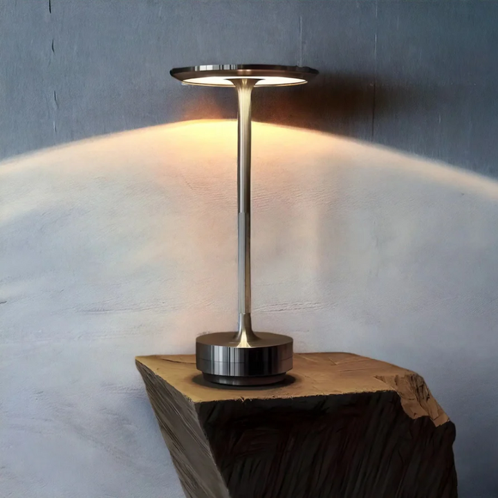 Luxury LumoVibe LED table lamp. Modern, wireless accent light for ambient home lighting.