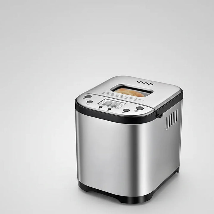 Automatic Digital Bread Maker for fresh homemade loaves. Sleek countertop kitchen appliance with digital control for home baking.