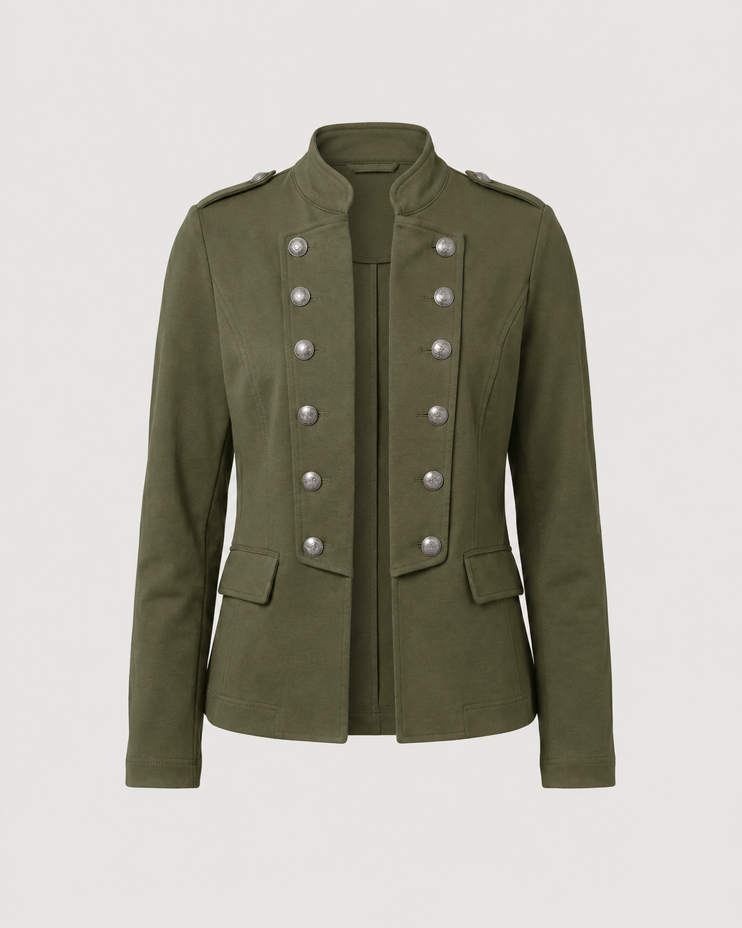 Versatile women's cropped blazer with a stand-up collar. Stylish outerwear for a smart, modern women's look.