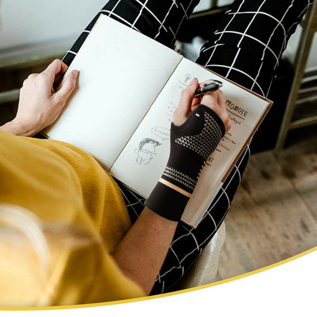 Lightweight unisex wrist brace offering joint support for athletes & daily activities.