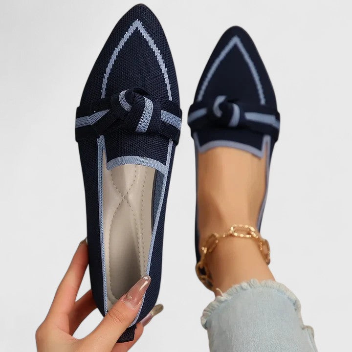 Chic women's office & casual loafers, featuring a pointed-toe and a unique knot detail for versatile comfort.