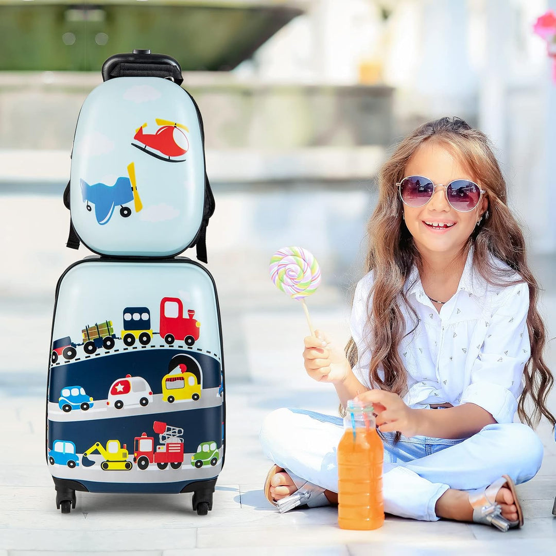 Kids' hard-shell suitcase with smooth 360° spinner wheels & cool helicopter graphic. Great for travel.