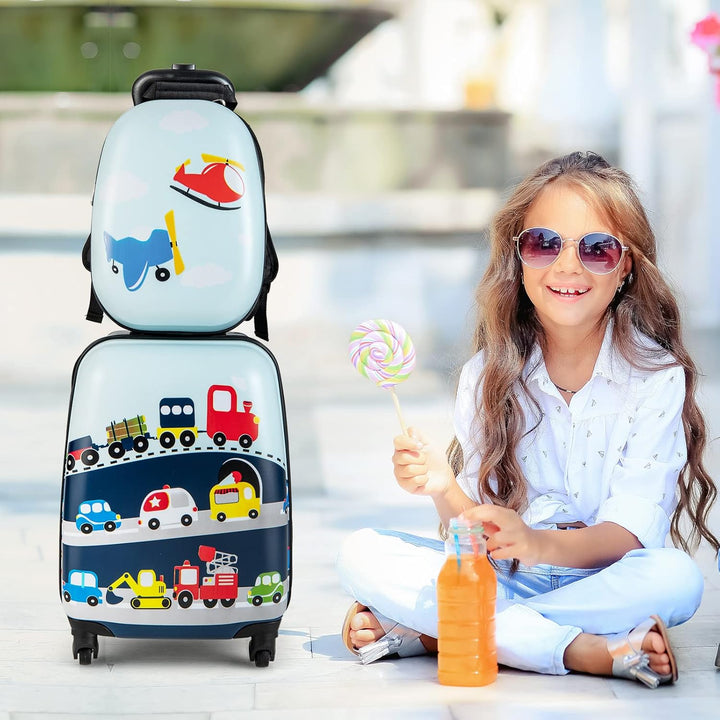 Kids' hard-shell suitcase with smooth 360° spinner wheels & cool helicopter graphic. Great for travel.