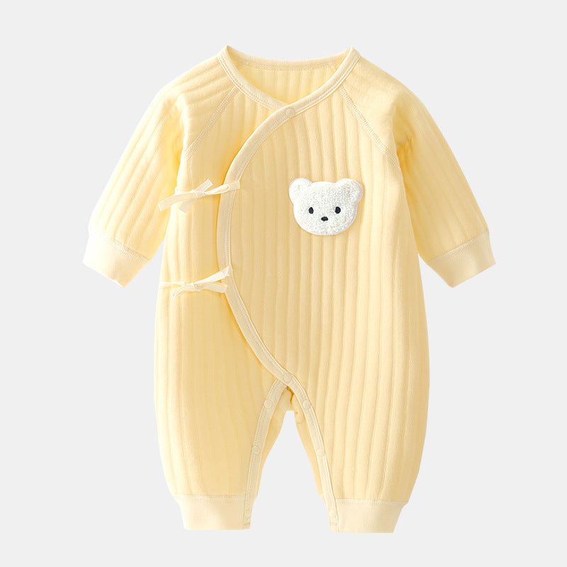 Cozy bear design baby romper for infants. Soft spring & autumn clothing, ideal newborn outfit for baby boys & girls.