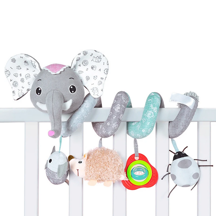 Developmental Baby Sensory Spiral Activity Toy. Car seat & stroller plush toy for infants.