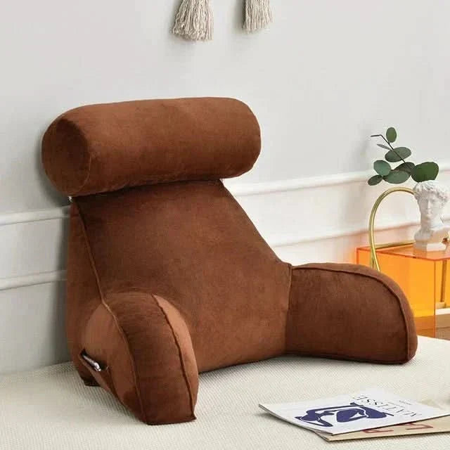 Stylish unisex bed support pillow, luxurious velvet finish, provides ergonomic back & arm comfort.